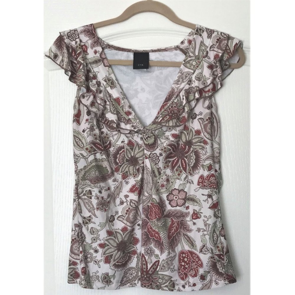 j.t.b. Floral Sleeveless Blouse Top Size L